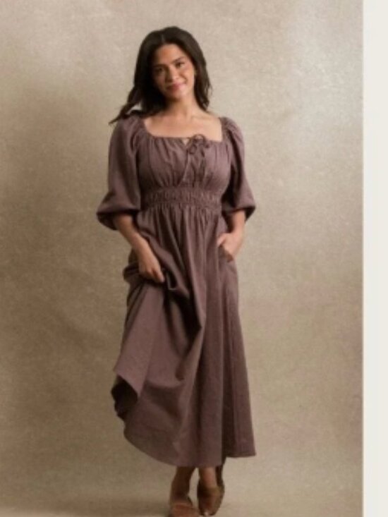 Neuflora Dresses & Skirts - Neuflora Fulton Linen Dress Dusty Fig Sz M